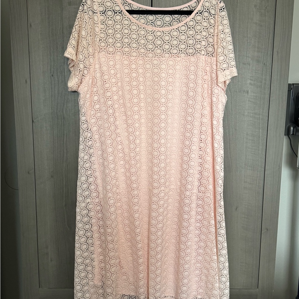 Lane Bryant Soft Pink Lace Mini Dress